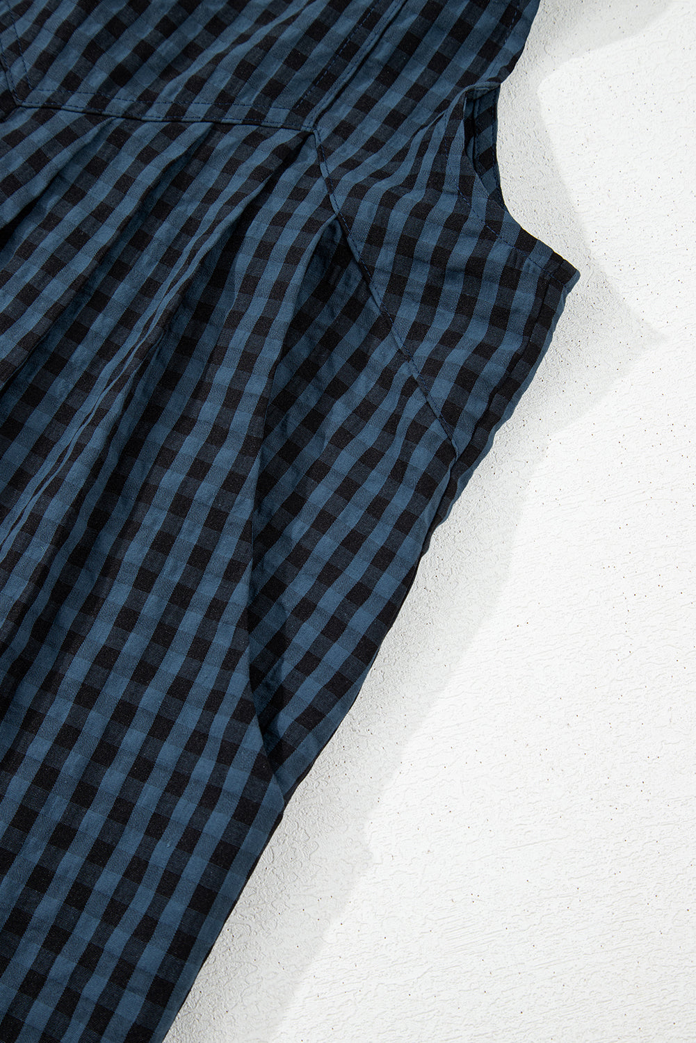 Sail Blue Plaid Print Buttoned Pocketed High Waist Overall Jumpsuits & Rompers JT's Designer Fashion