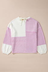 Bonbon Neutral Colorblock Tie Back Sweater Sweaters JT's Designer Fashion