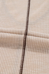 Parchment Crochet Detail Exposed Seam High Low Loose Top Long Sleeve Tops JT's Designer Fashion