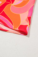 Rose Abstract Printed High Neck Knotted Nape Sleeveless Long Dress Maxi Dresses JT's Designer Fashion