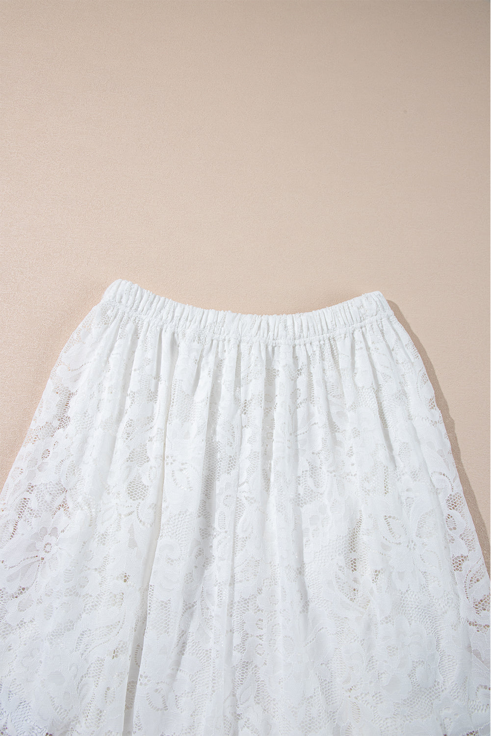 White Lace Ruffled High-low Hem Midi Skirt Skirts & Petticoat JT's Designer Fashion