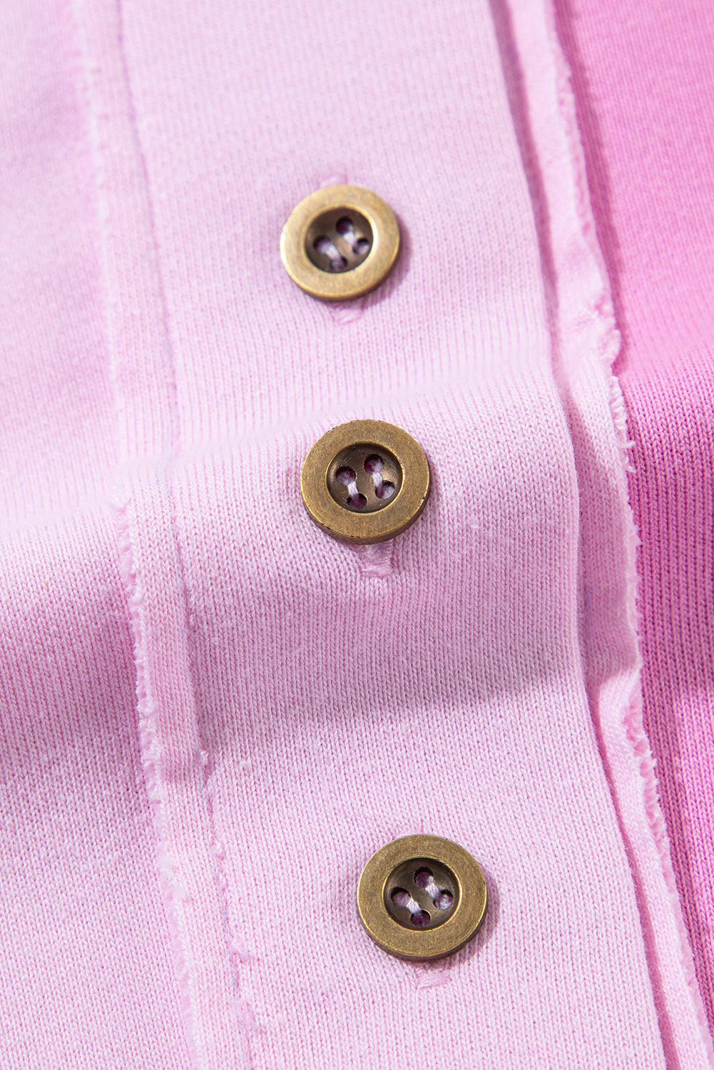 Pink Colorblock Henley High Low Oversize Sweatshirt Sweatshirts & Hoodies JT's Designer Fashion