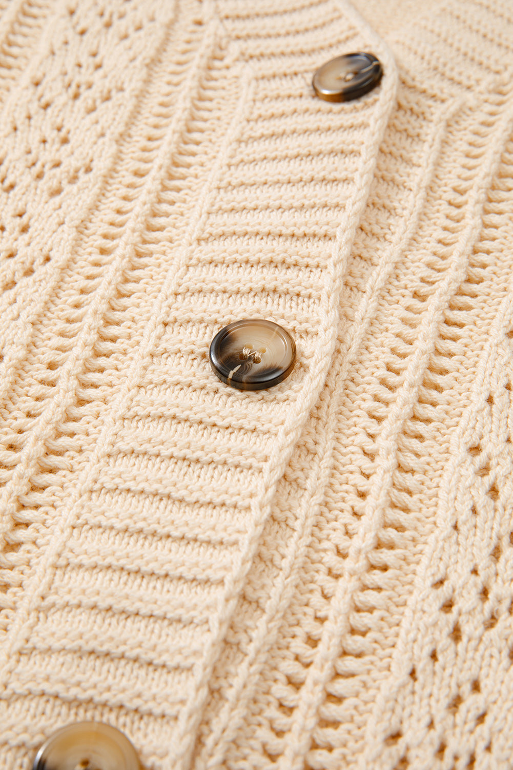 Beige Open Knit Drop Shoulder Sweater Cardigan Cardigans JT's Designer Fashion
