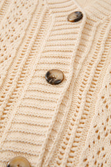 Beige Open Knit Drop Shoulder Sweater Cardigan Cardigans JT's Designer Fashion