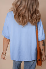 Myosotis USA Patched Drop Sleeve Crewneck T Shirt Graphic Tees JT's Designer Fashion