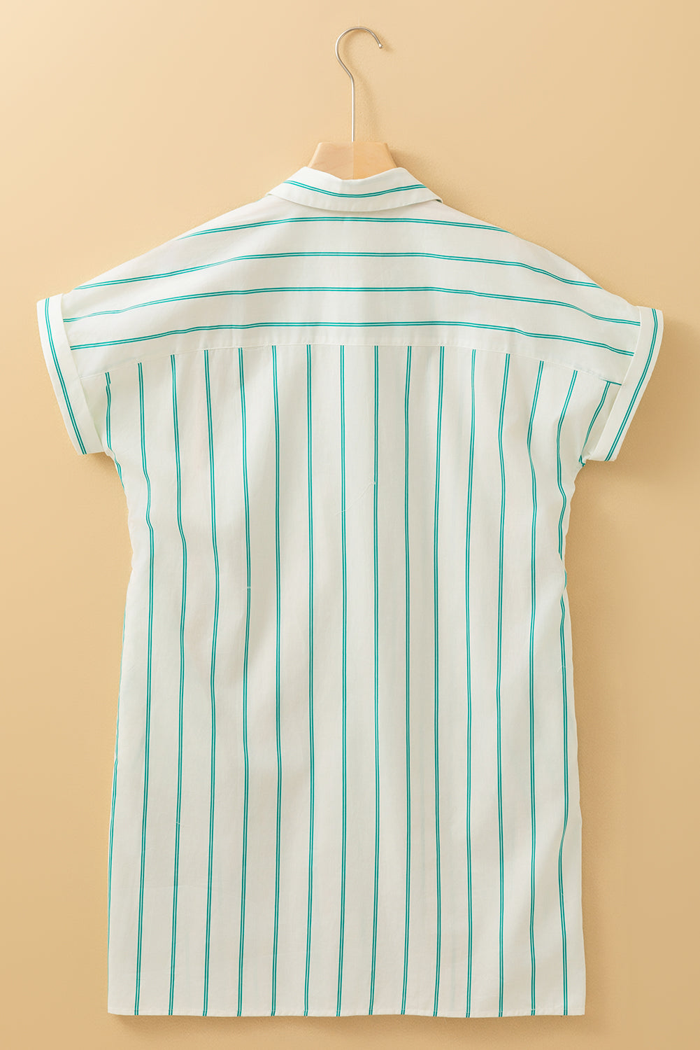 Mint Green St Patricks Striped Wide Short Sleeve Shift Mini Shirt Dress Mini Dresses JT's Designer Fashion