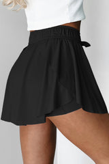 Black Drawstring High Waist Lined Tennis Skorts Skirts & Petticoat JT's Designer Fashion