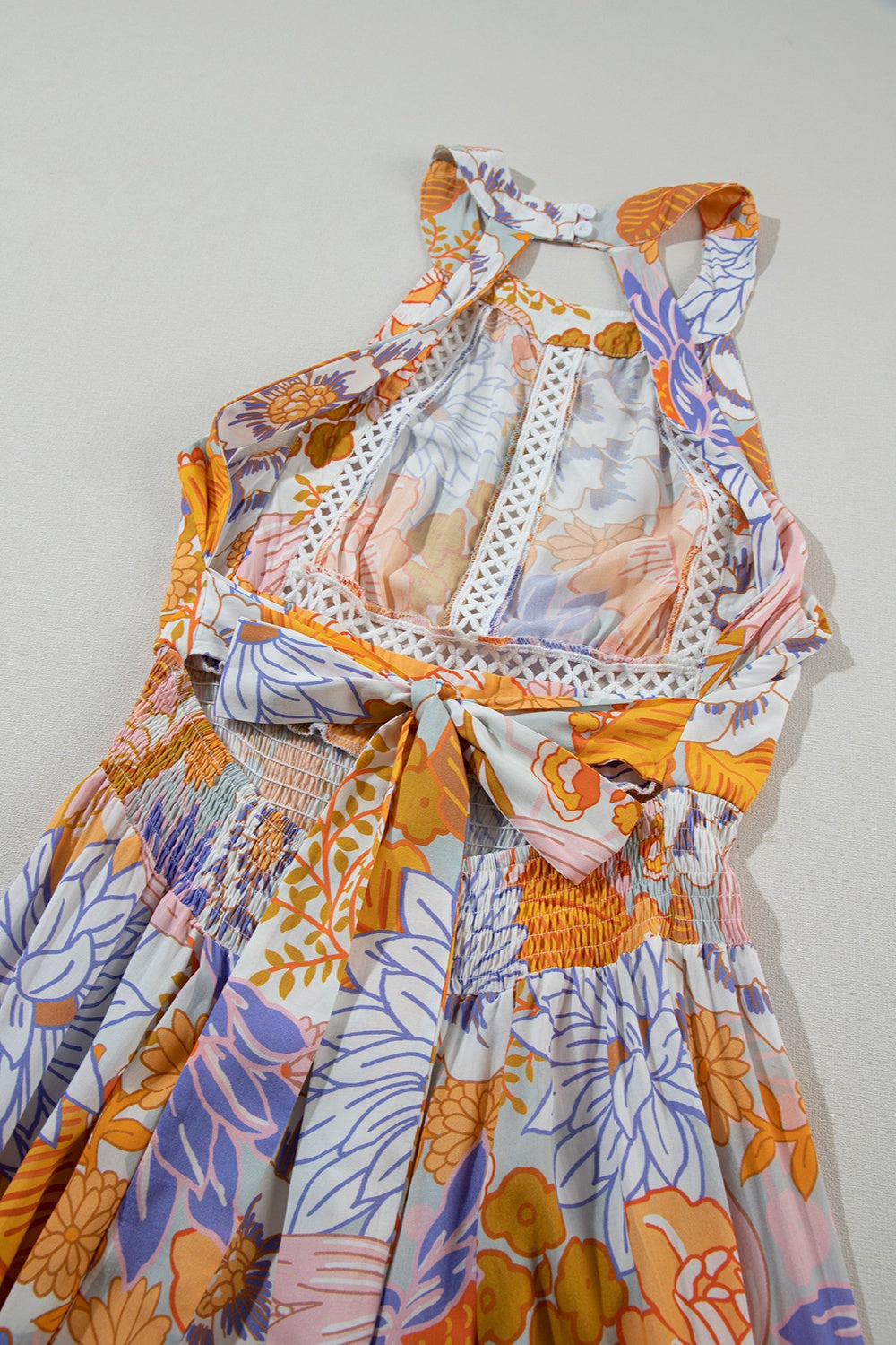 Tied Printed Grecian Sleeveless Long Dress Maxi Dresses JT's Designer Fashion