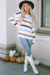 Striped Popcorn Knit Sweater Sweaters JT's Designer Fashion