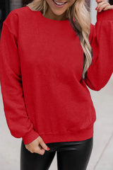 Red Solid Color Crewneck Pullover Sweatshirt Sweatshirts & Hoodies JT's Designer Fashion