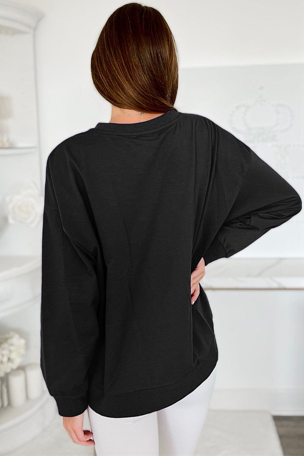 Black Tinsel Game Day Drop Shoulder Graphic Sweatshirt Sweatshirts & Hoodies JT's Designer Fashion