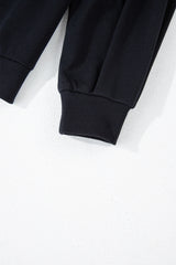 Black Sequined COFFEE Loose Fit Sweatshirt and Shorts Set Short Sets JT's Designer Fashion