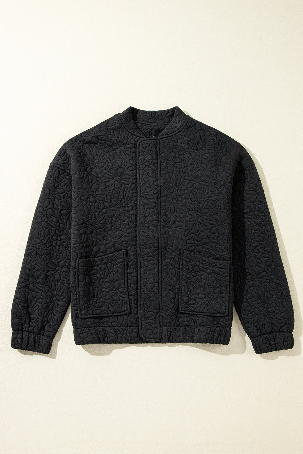 Black Floral Quilted Jacket Jackets JT's Designer Fashion