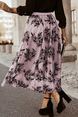 Peach Blossom Floral Leaves Embroidered High Waist Maxi Skirt Skirts & Petticoat JT's Designer Fashion