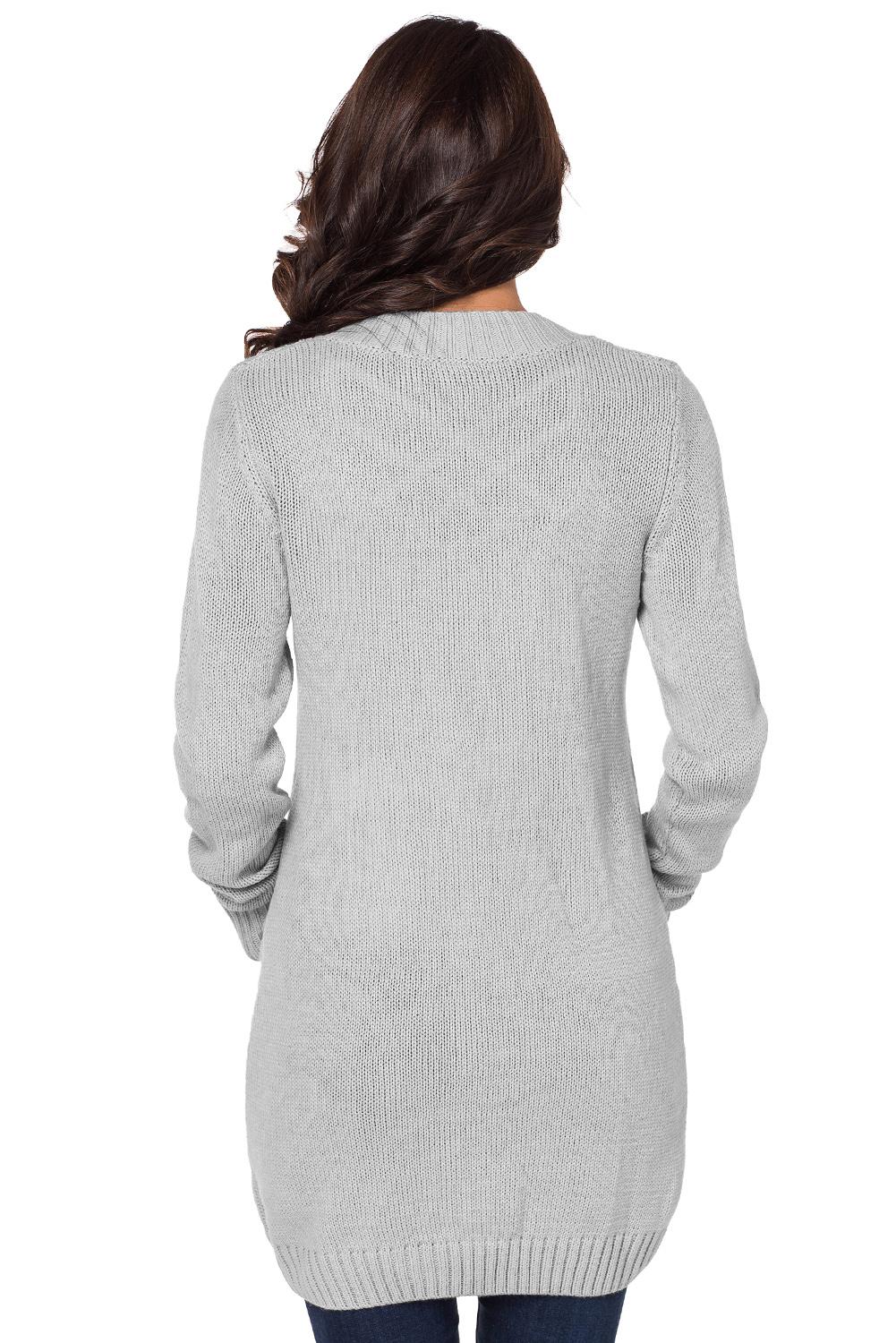 Gray Front Pocket and Buttons Closure Cardigan Sweaters & Cardigans JT's Designer Fashion