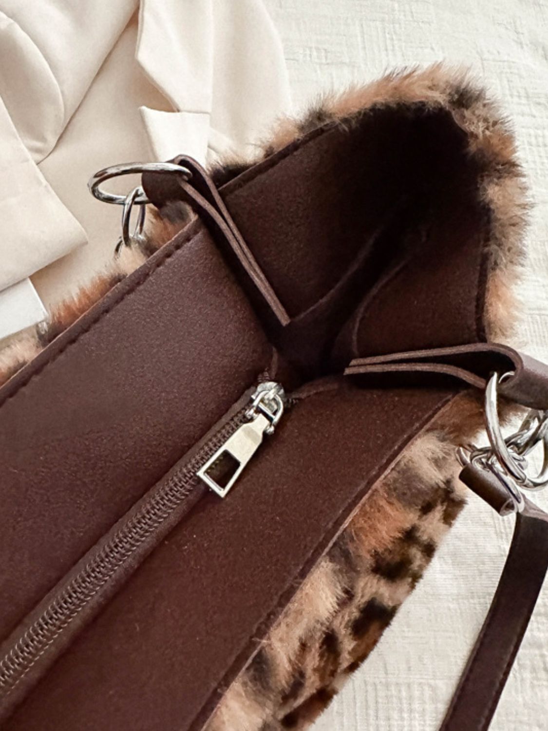Faux Fur Leopard Shoulder Bag Shoulder Bags JT's Designer Fashion