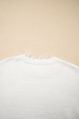 Beige Lace Sleeve Patchwork Faux Two-piece Fuzzy Sweater Sweaters JT's Designer Fashion