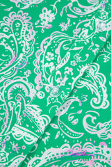 Green Paisley Print Long Sleeve Button Front Tied Waist Mini Dress Mini Dresses JT's Designer Fashion
