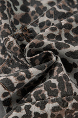 Khaki Leopard Denim Mini Skirt Skirts & Petticoat JT's Designer Fashion