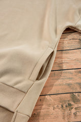 Apricot Solid Fleece Lined Drop Shoulder High Low Sweatshirt Sweatshirts & Hoodies JT's Designer Fashion