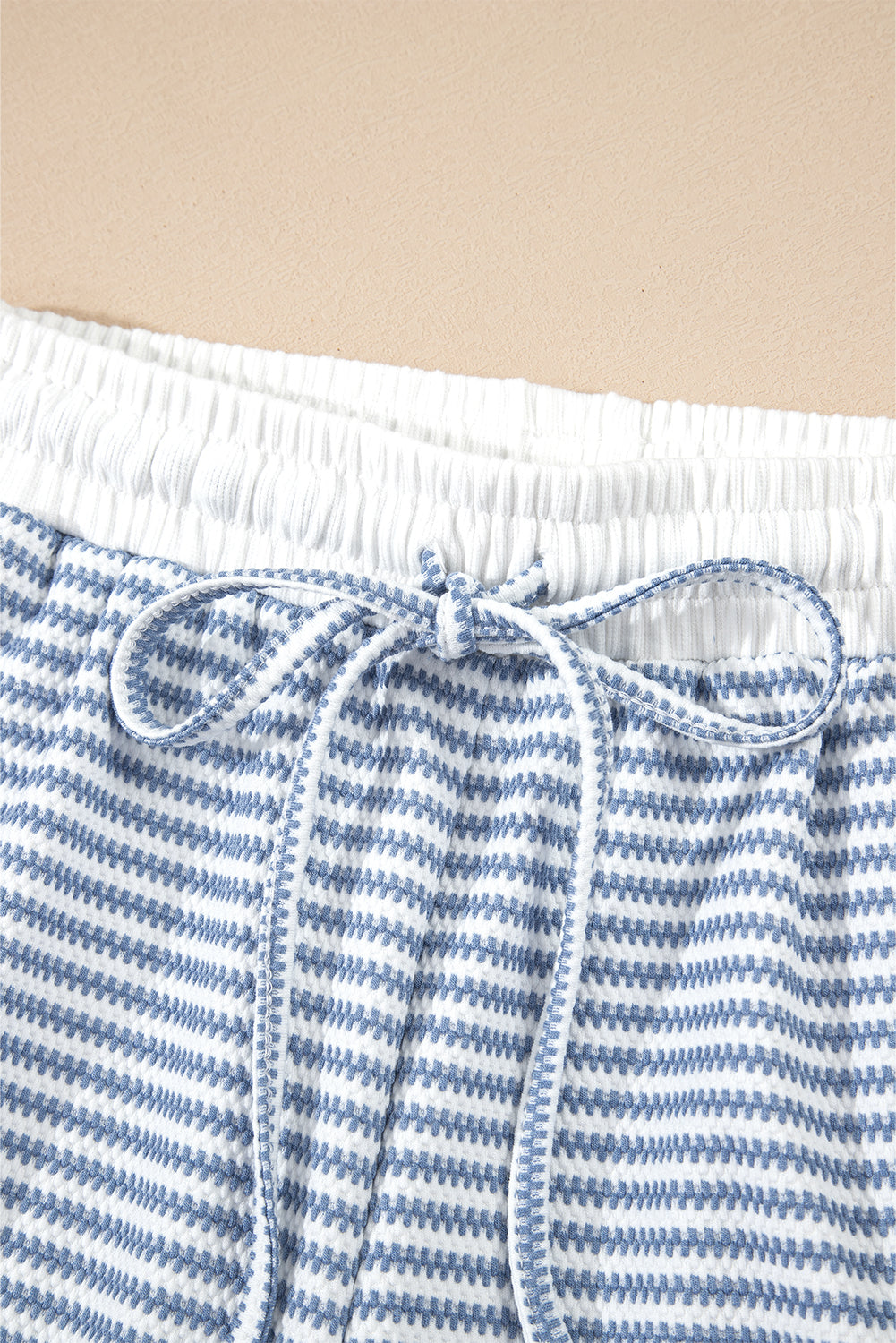 Myosotis Contrast Trim Striped Vest Drawstring Shorts Set Short Sets JT's Designer Fashion