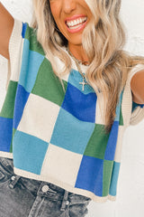 Dark Blue Check The Facts Color Block Sweater-Green Sweaters & Cardigans JT's Designer Fashion
