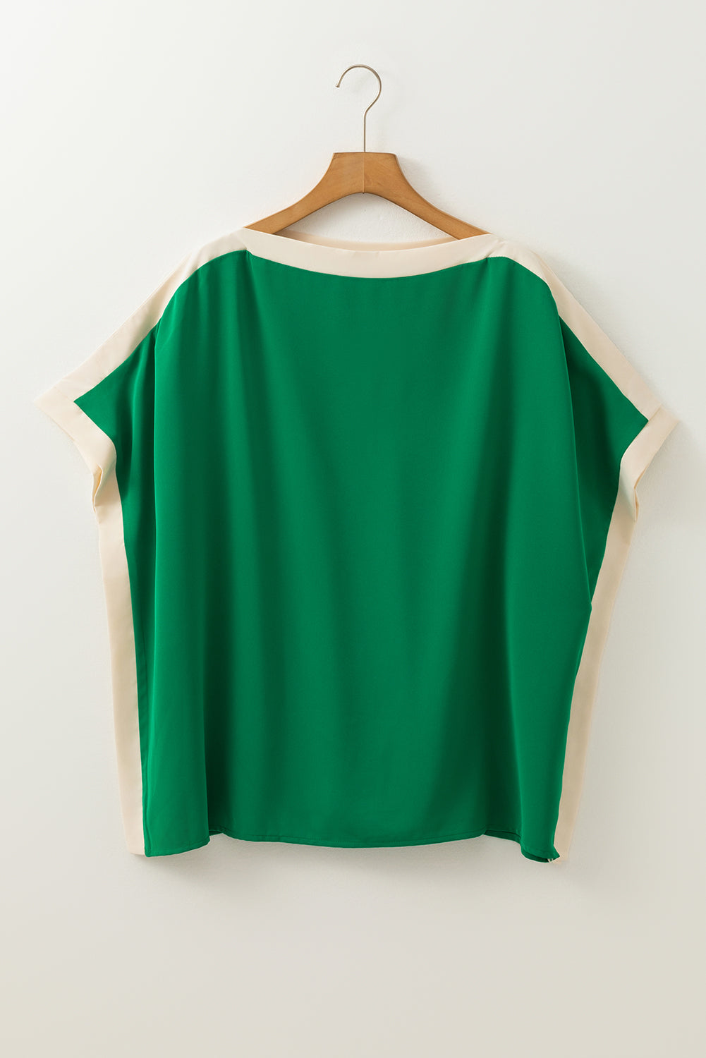 Green Oversized Color Block Boat Neck Tunic Blouse Blouses & Shirts JT's Designer Fashion