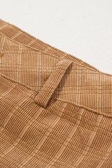 Grapefruit Orange Checkered Corduroy Flare High Waist Pants Pants & Culotte JT's Designer Fashion