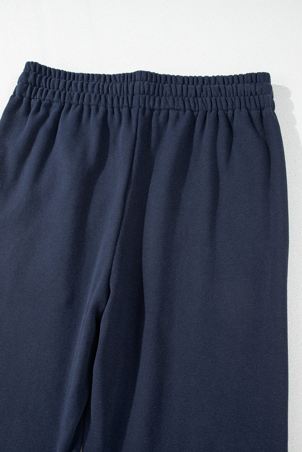 Navy Blue Solid Color Fleece Lined Drawstring Waist Casual Pants Pants & Culotte JT's Designer Fashion