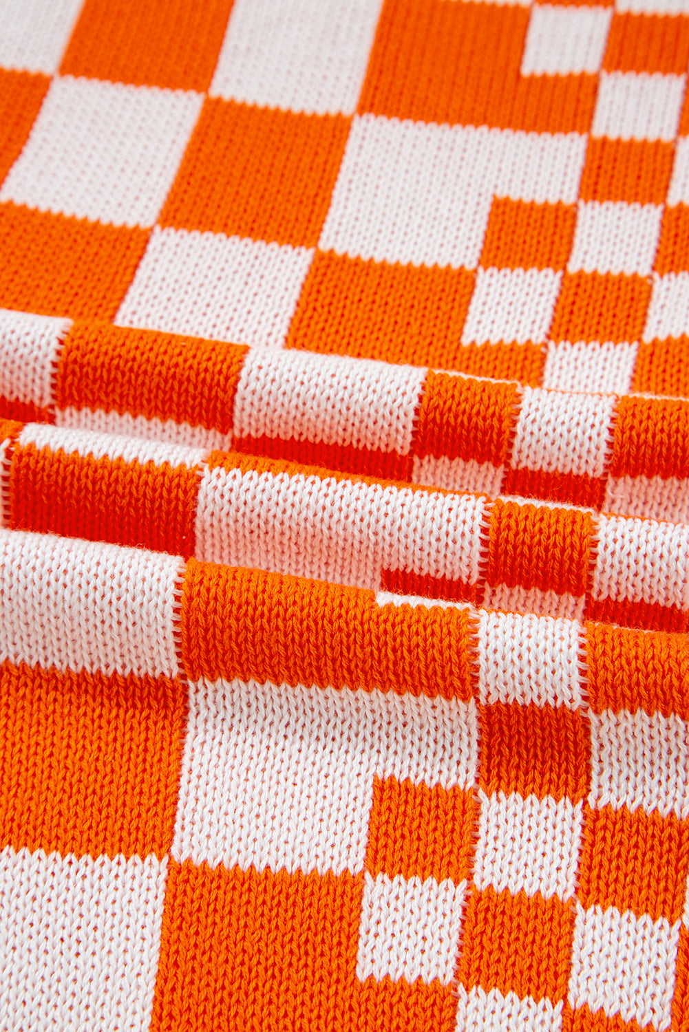 Orange Checkered Open Front Drop Shoulder Cardigan Cardigans JT's Designer Fashion
