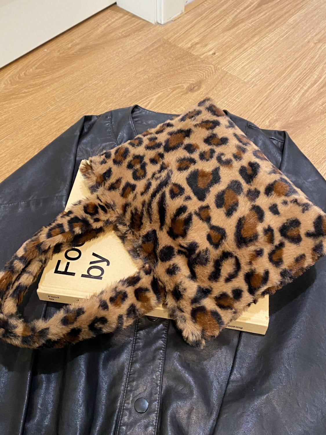 Leopard Fluff Handbag with Zip Shoulder Bags JT's Designer Fashion