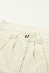 Beige Corduroy High Waist Straight Leg Pants Pants & Culotte JT's Designer Fashion