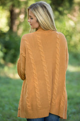 Mustard Knit Texture Long Cardigan Sweaters & Cardigans JT's Designer Fashion