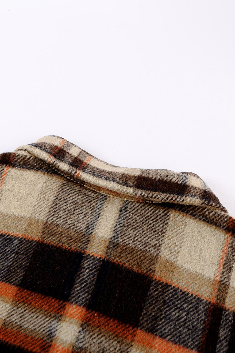 Orange Geometric Plaid Print Pocketed Shacket Plaid Shackets JT's Designer Fashion