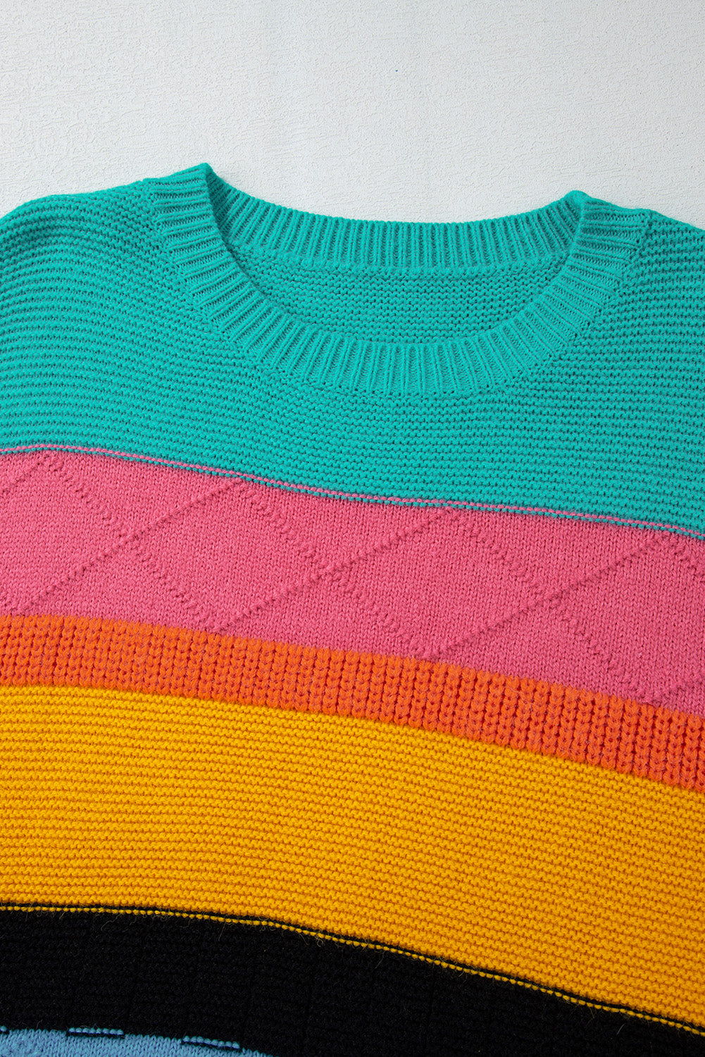 Yellow Colorblock Mixed Textured Drop Shoulder Sweater Sweaters JT's Designer Fashion