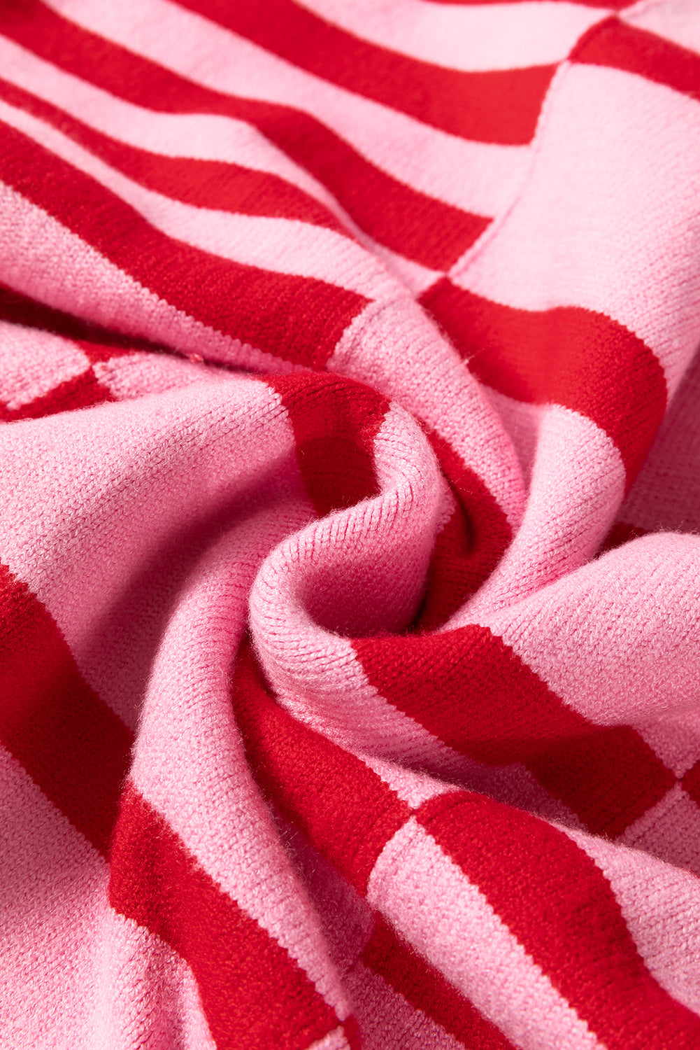 Pink Stripe Bubble Sleeve Drop Shoulder Ribbed Trim Sweater Sweaters JT's Designer Fashion