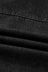Black Big Chest Pocket Drop Shoulder Hooded Denim Jacket Denim Jackets JT's Designer Fashion