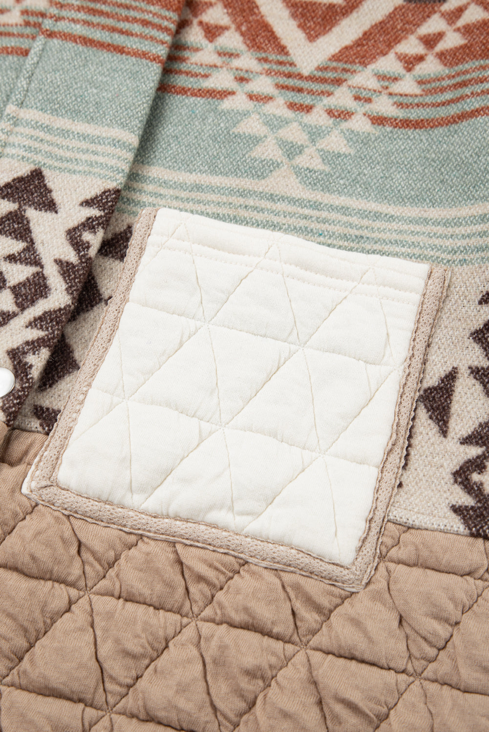 Light French Beige Aztec Quilted Patchwork Western Fashion Jacket Jackets JT's Designer Fashion