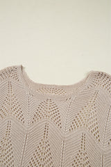 Parchment Hollow Out Knit 7/8 Sleeve Casual Sweater Sweaters JT's Designer Fashion