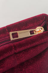 Burgundy Quilted Velour Zipper Cosmetic Organize Pouch Makeup Bags JT's Designer Fashion