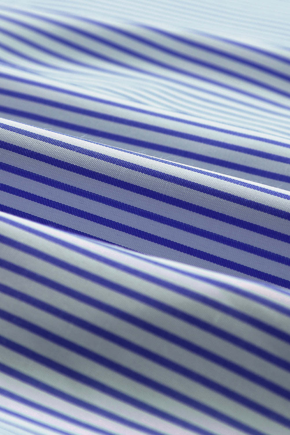 Blue Stripe Smocked Cuffed Striped Boyfriend Shirt with Pocket Blouses & Shirts JT's Designer Fashion