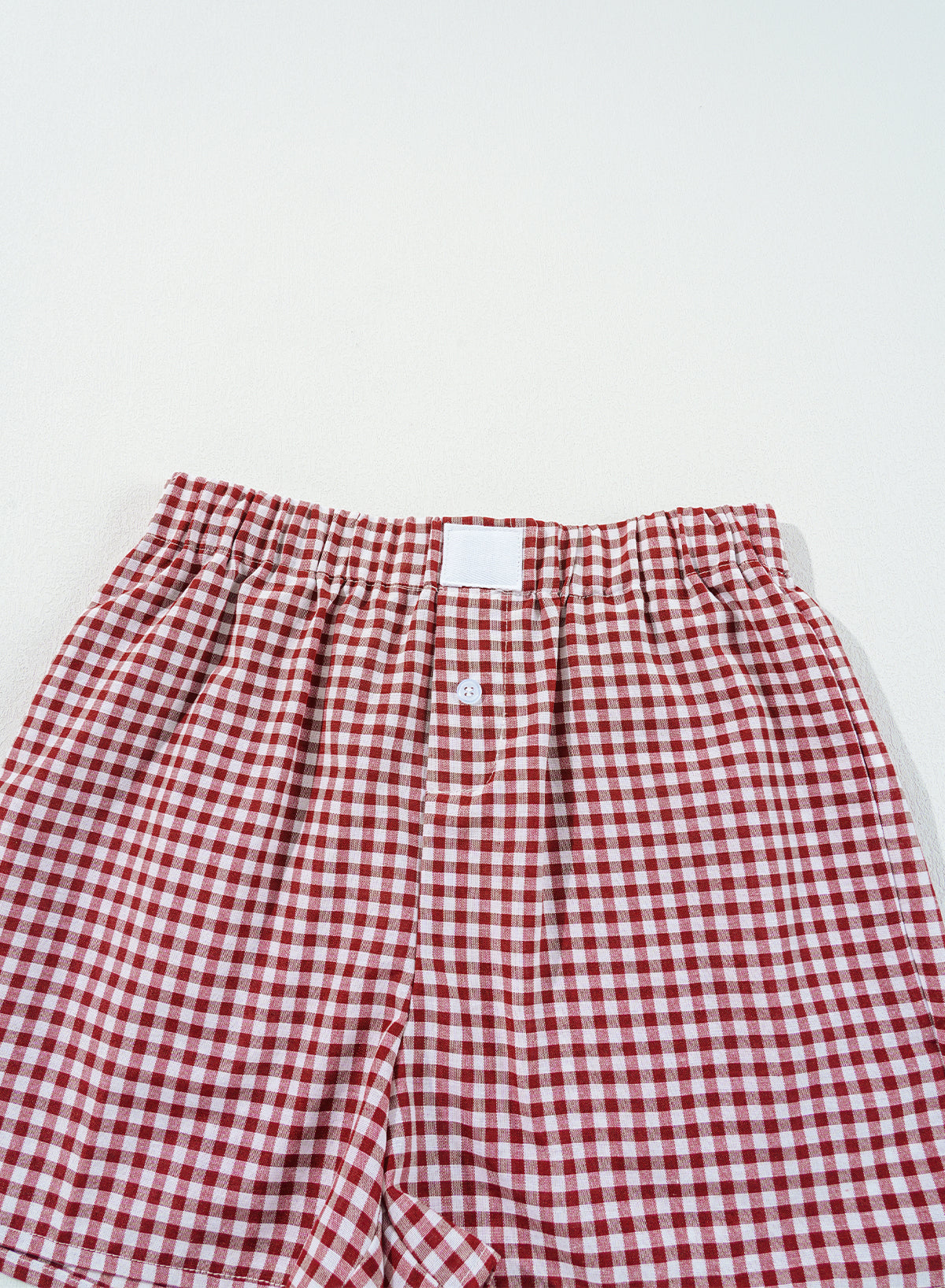 Red Gingham Printed High Waist Shorts Casual Shorts JT's Designer Fashion