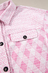 Delicacy Geometric Print Textured Flap Detail Shacket with Pocket Jackets JT's Designer Fashion