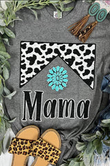 Gray Mama Cowhide Graphic Tee Gray 95%Polyester+5%Elastane Graphic Tees JT's Designer Fashion