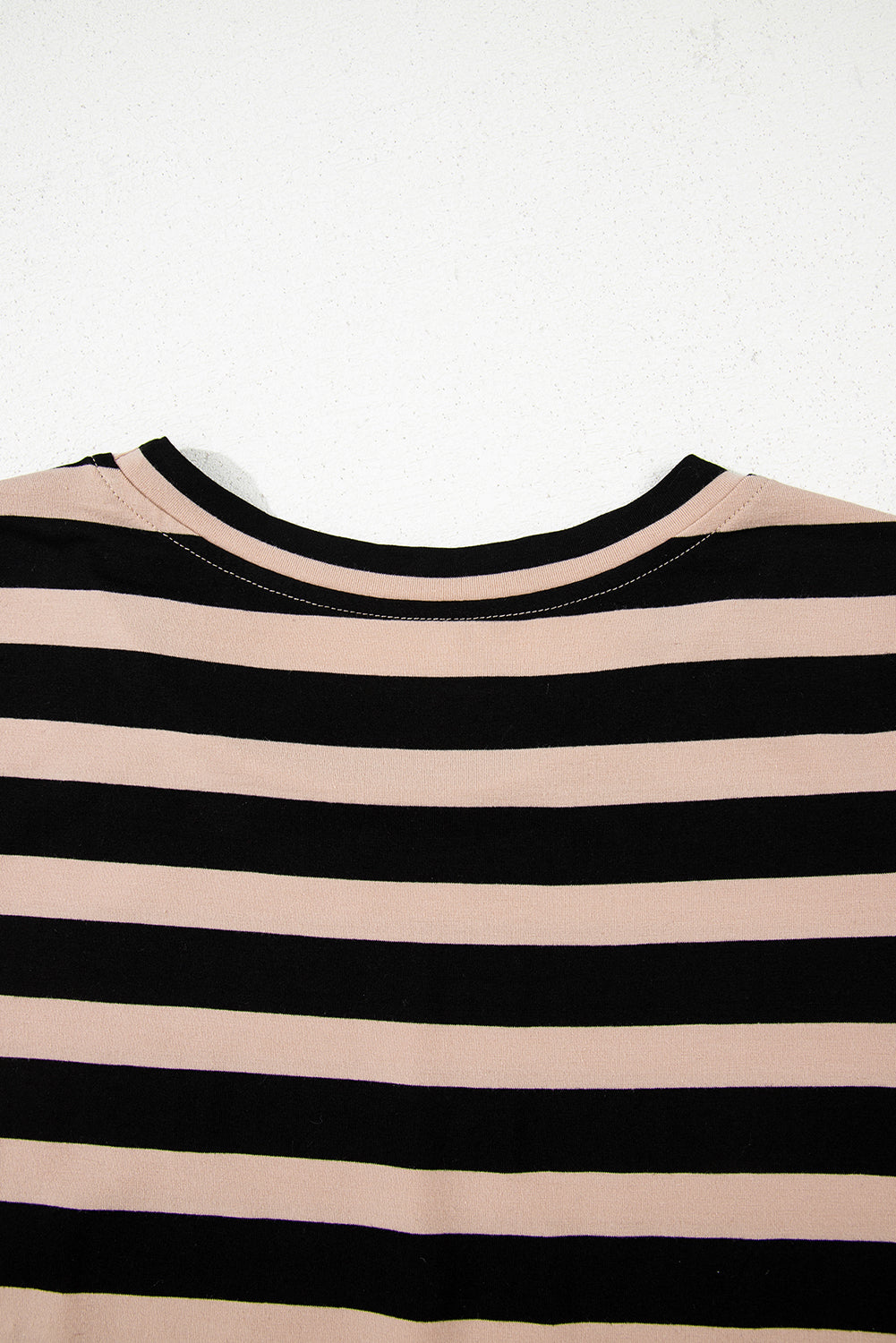 Black Stripe Casual Round Neck T-shirt Maxi Dress with Pockets T Shirt Dresses JT's Designer Fashion