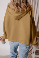 Brown Fleece Lined Half Zipper Kangaroo Pockets Loose Hoodie Sweatshirts & Hoodies JT's Designer Fashion