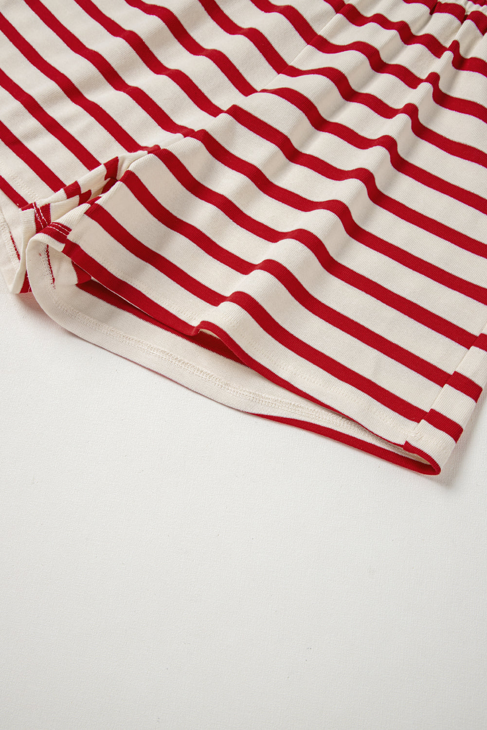 Red Stripe Lace-up Front Top and High Waist Shorts Set Short Sets JT's Designer Fashion