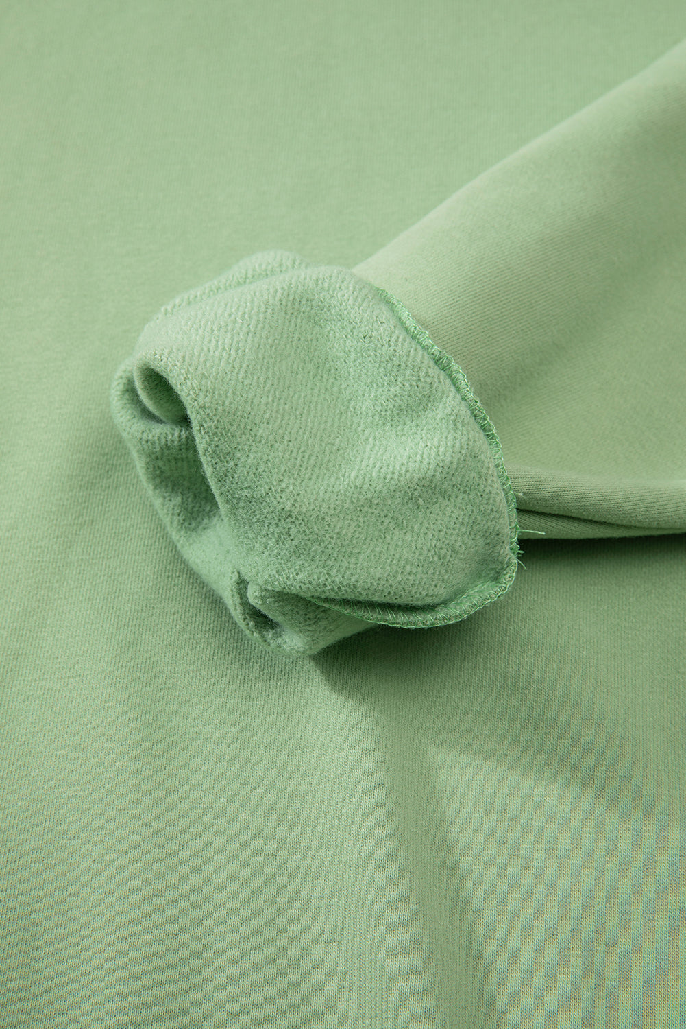 Smoke Green Solid Fleece Lined Drop Shoulder Terry Sweatshirt Sweatshirts & Hoodies JT's Designer Fashion