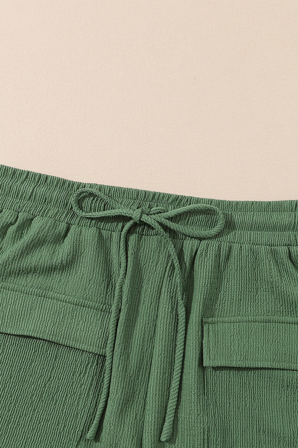 Green Flap Pocket Casual Drawstring Shorts Casual Shorts JT's Designer Fashion