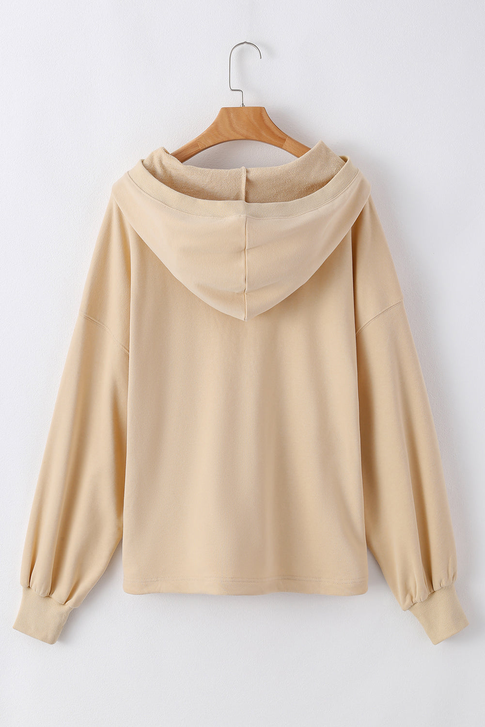 Parchment Solid Kangaroo Pocket Half Zipper Oversized Hoodie Sweatshirts & Hoodies JT's Designer Fashion